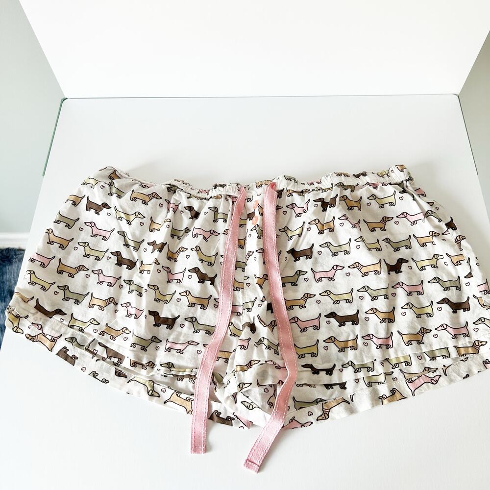 Insominax White Dachshund Print Pajama Shorts Extra Large